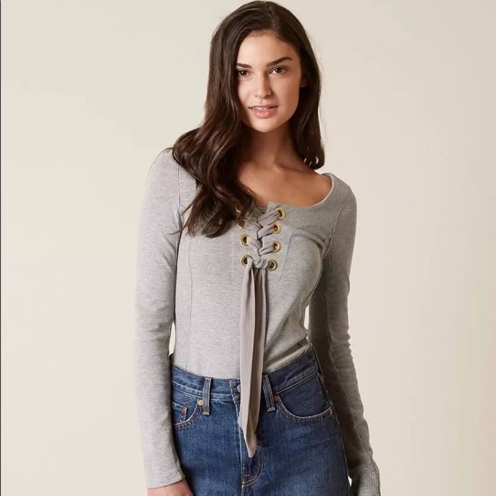 Free People Ribbon Tie Front Top